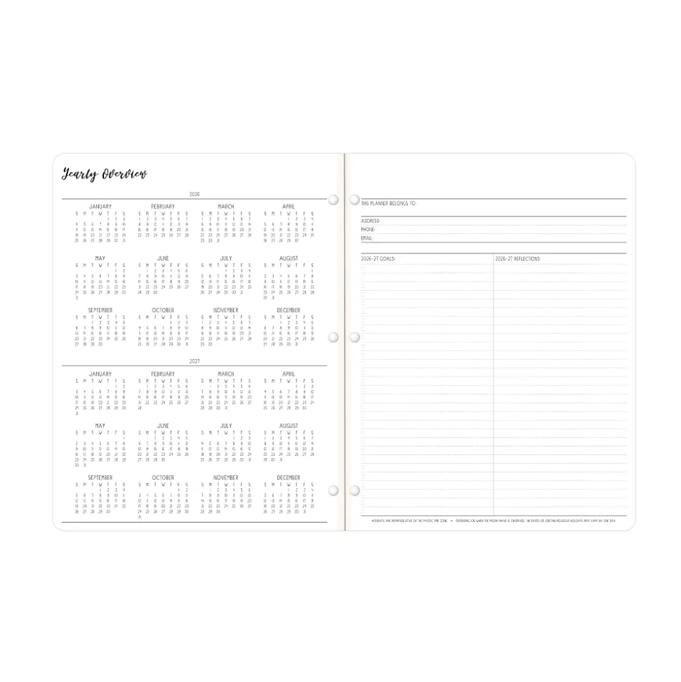 Planning Calendar IPC Mariposa Soft Touch 8.5x11 AY26–27 Monthly