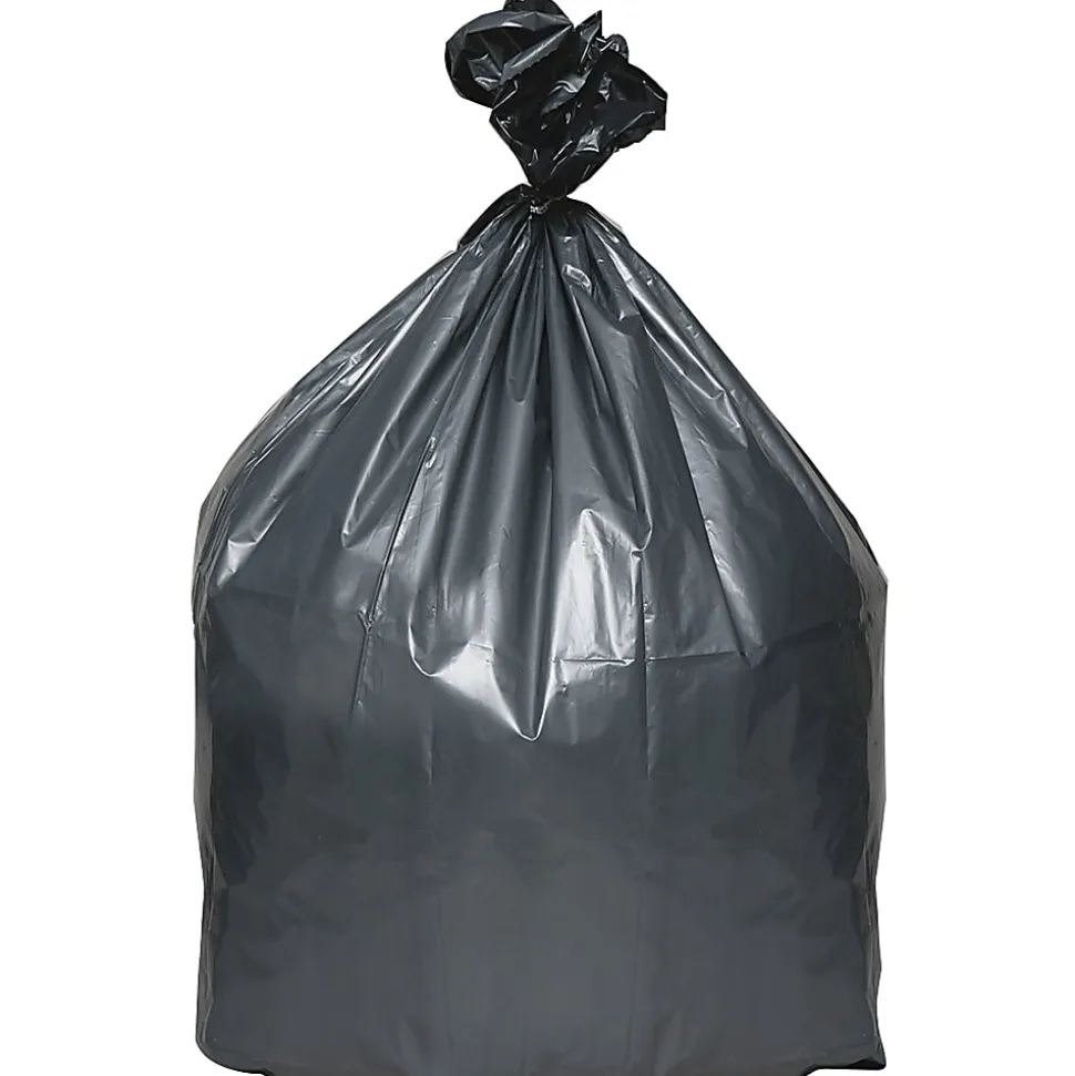 Platinum Plus® Can Liners, 60 gal, 1.55 mil, 39" x 56", Gray, 10 Bags/Roll, 5 Rolls/Carton