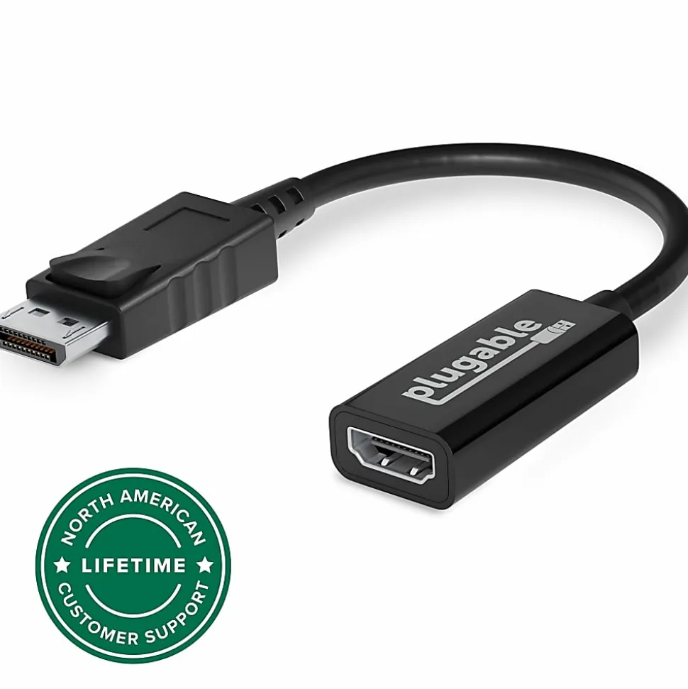 Plugable Active DisplayPort to HDMI Adapter - Connect any DisplayPort-Enabled PC or Tablet to an HDMI Enabled Monitor, TV or Projector - DPHDMI