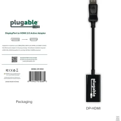 Plugable Active DisplayPort to HDMI Adapter - Connect any DisplayPort-Enabled PC or Tablet to an HDMI Enabled Monitor, TV or Projector - DPHDMI