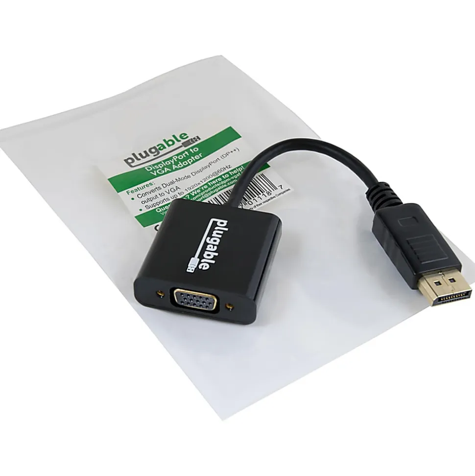 Plugable DisplayPort to VGA Adapter - Active DP/DP to VGA Converter - Compatible with Desktops, Projectors, PC with DP - DPMVGAF