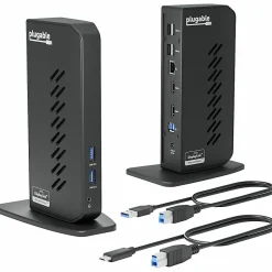Plugable Dual 1080p HDMI Universal Docking Station for USB-C & USB 3.0 Laptop - 10 Ports, Windows/ChromeOS Plug & Play, macOS Driver Required