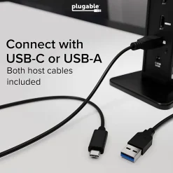 Plugable Dual 1080p HDMI Universal Docking Station for USB-C & USB 3.0 Laptop - 10 Ports, Windows/ChromeOS Plug & Play, macOS Driver Required