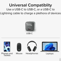 Plugable GaN USB C Charger Block, 30W Portable Charger - Foldable Prongs, PPS USBC Fast Charger - PS30C1B