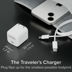 Plugable GaN USB C Charger Block, 30W Portable Charger - Foldable Prongs, PPS USBC Fast Charger - PS30C1W