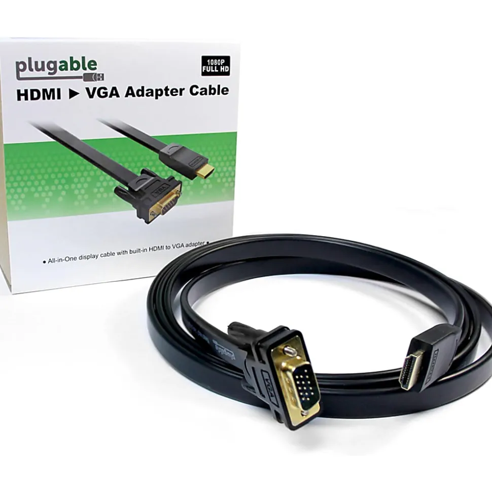 Plugable HDMI to VGA Active Adapter Cable - First End: 1x HDMI Male Digital Audio/Video - Second End: 1x H - HDMIVGA
