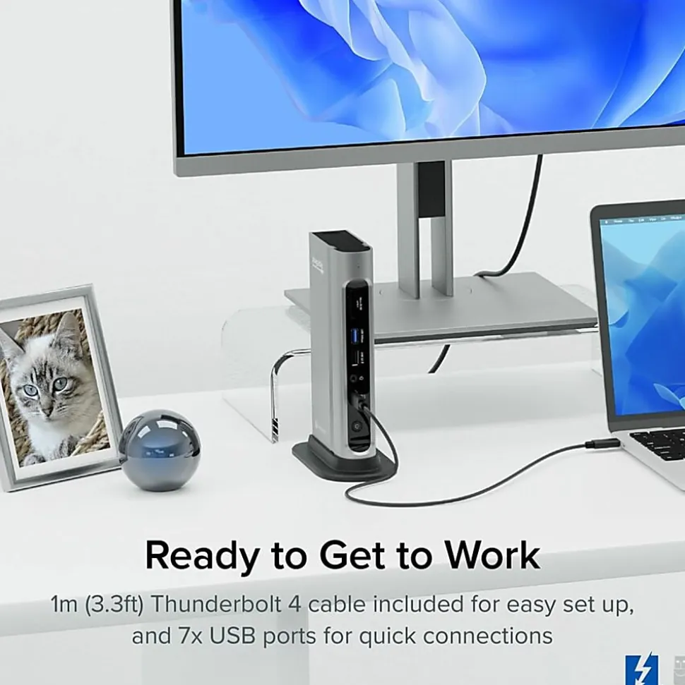 Plugable 16-in-1 Thunderbolt 4 Dock with 100W Charging, 4K Quad Monitor Setup - TBT4UDZ