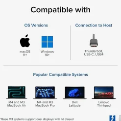 Plugable 16-in-1 Thunderbolt 4 Dock with 100W Charging, 4K Quad Monitor Setup - TBT4UDZ