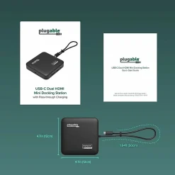 Plugable 7-in-1 USB C Docking Station Dual Monitor - Dual HDMI Dock is Compatible with Mac and Windows - USBC6950PDZ
