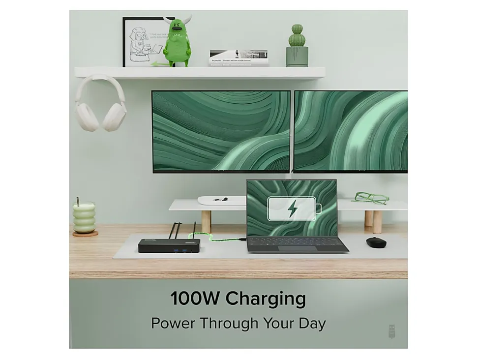 Plugable 12-in-1 USB C Docking Station Triple 4K Displays with 3x HDMI or 3x DisplayPort with 60W Charging