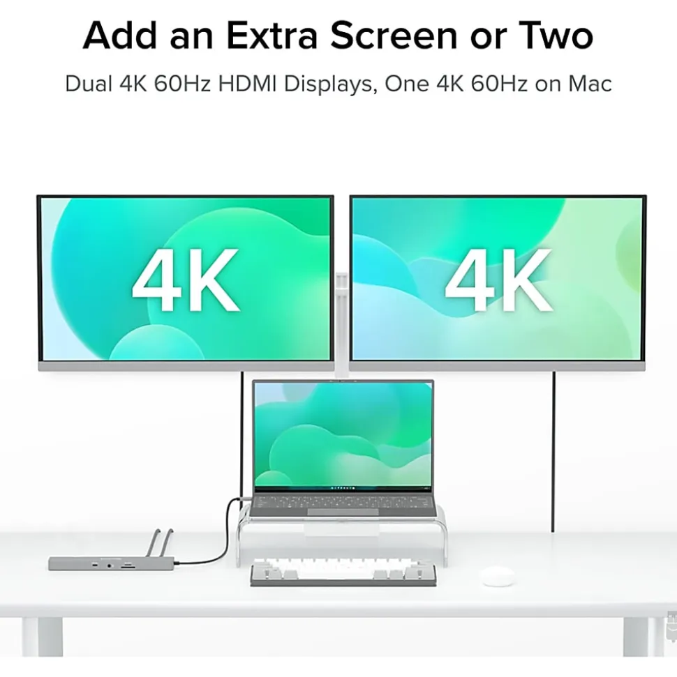 Plugable 11-in-1 USB-C Hub 100W USB-C Pass-through, Laptop Docking Station Dual Monitor with 4K 60Hz HDMI - USBC11IN1E