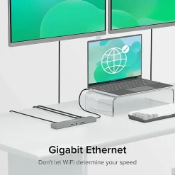 Plugable 11-in-1 USB-C Hub 100W USB-C Pass-through, Laptop Docking Station Dual Monitor with 4K 60Hz HDMI - USBC11IN1E