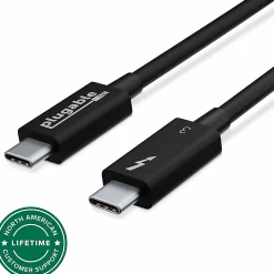 Plugable Thunderbolt 3 Cable 40Gbps Supports 100W (20V, 5A) Charging, 2.6ft / 0.8m, TBT340G80CM
