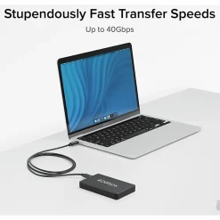 Plugable Thunderbolt 4 Cable with 240W Charging, Thunderbolt Certified, 3.3 Feet (1M),1x 8K Display, 40 Gbps - TBT4240W1M
