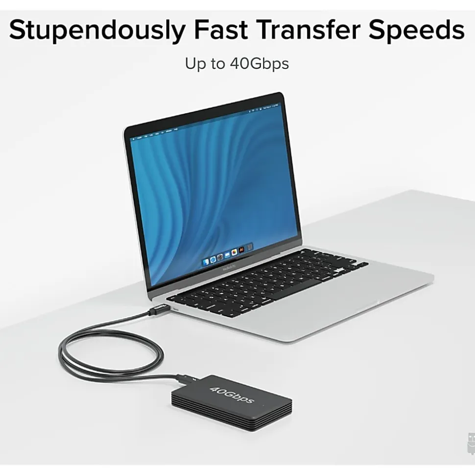Plugable Thunderbolt 4 Cable with 240W Charging, Thunderbolt Certified, 3.3 Feet (1M),1x 8K Display, 40 Gbps - TBT4240W1M