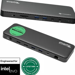 Plugable Thunderbolt 4 Dock with 100W Charging, Thunderbolt Certified - Laptop Docking Station Dual Monitor Single 8K or Dual 4K HDMI  - TBT4UD5