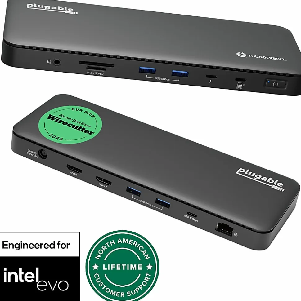 Plugable Thunderbolt 4 Dock with 100W Charging, Thunderbolt Certified - Laptop Docking Station Dual Monitor Single 8K or Dual 4K HDMI - TBT4UD5