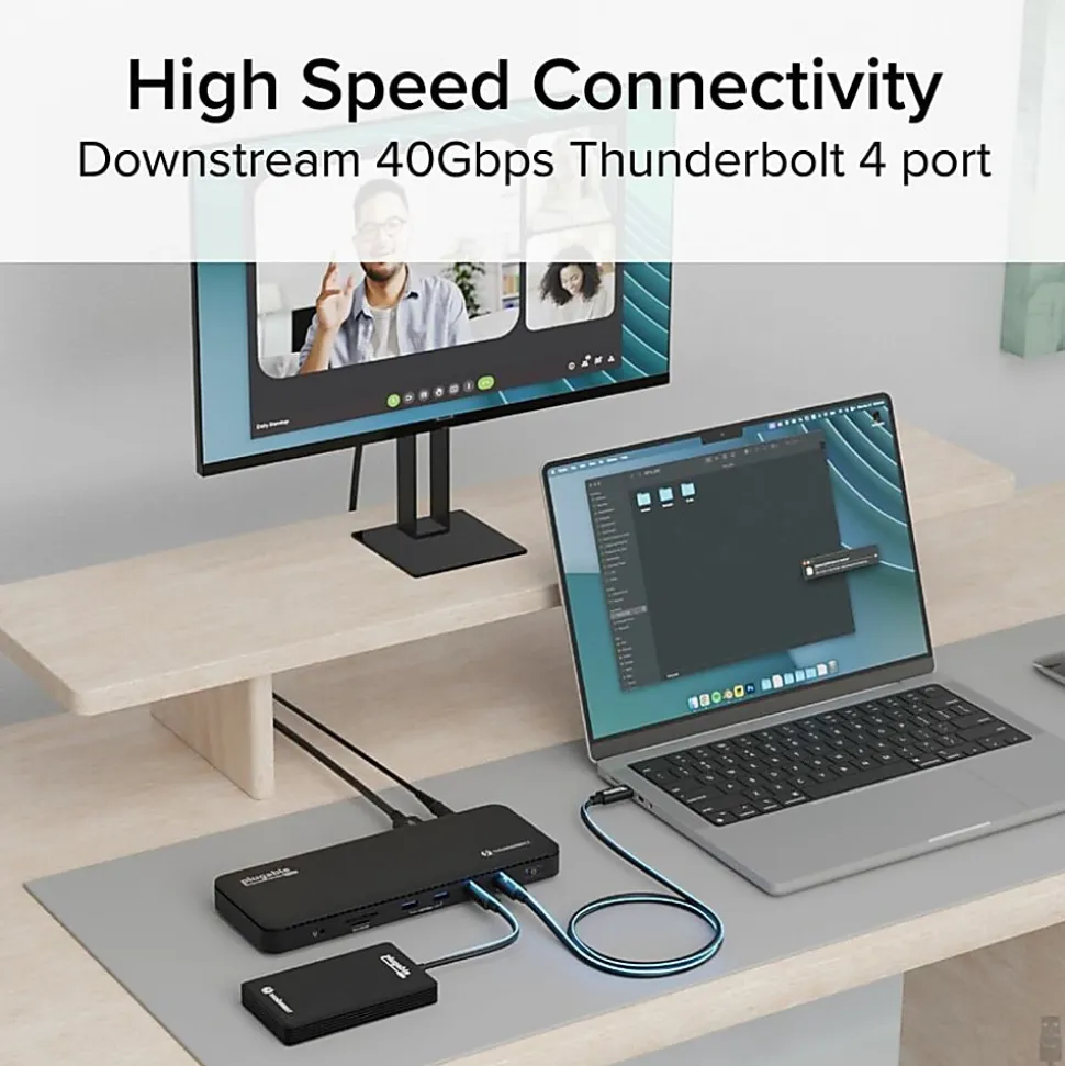 Plugable Thunderbolt 4 Dock with 100W Charging, Thunderbolt Certified - Laptop Docking Station Dual Monitor Single 8K or Dual 4K HDMI - TBT4UD5