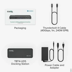 Plugable Thunderbolt 4 Dock with 100W Charging, Thunderbolt Certified - Laptop Docking Station Dual Monitor Single 8K or Dual 4K HDMI - TBT4UD5