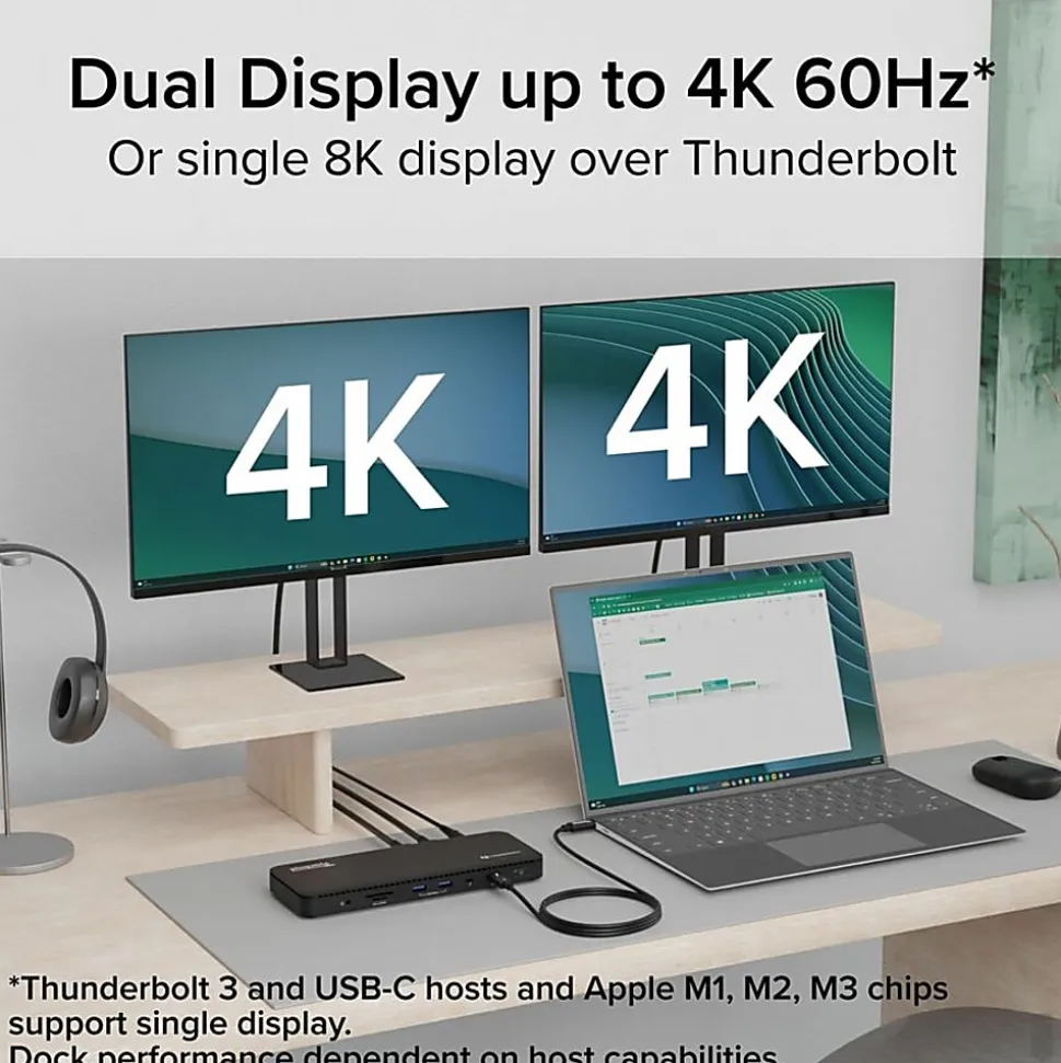 Plugable Thunderbolt 4 Dock with 100W Charging, Thunderbolt Certified - Laptop Docking Station Dual Monitor Single 8K or Dual 4K HDMI - TBT4UD5