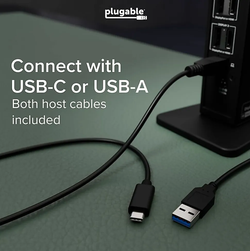 Plugable USB 3.0 and USB-C Dual 4K Display Docking Station with DisplayPort and HDMI - UD6950Z