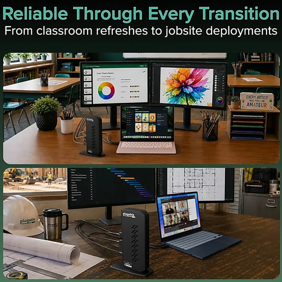 Plugable USB 3.0 and USB-C Dual 4K Display Docking Station with DisplayPort and HDMI - UD6950Z