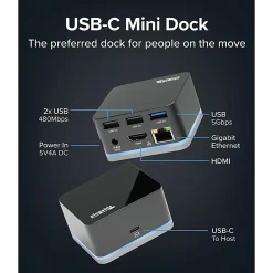 Plugable USB C Cube - Mini Docking Station, Compatible with Thunderbolt 3 Ports and Specific USB-C Systems - UDCUBE