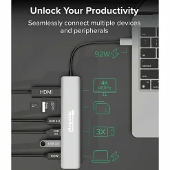 Plugable USB C Hub Multiport Adapter, 7-in-1 Hub Compatible with MacBook Pro, Windows, Chromebook, Dell XPS, Thunderbolt 3 and More - USBC7IN1