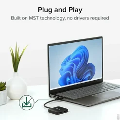 Plugable USB C to HDMI Adapter for Dual Monitors 4K 60Hz, Driverless - USBCMSTH2