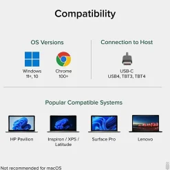 Plugable USB C to HDMI Adapter for Dual Monitors 4K 60Hz, Driverless - USBCMSTH2