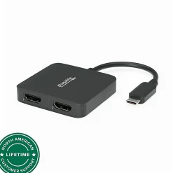 Plugable USB C to HDMI Adapter for Dual Monitors 4K 60Hz, Driverless - USBCMSTH2