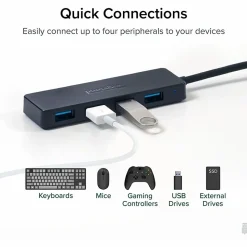 Plugable USB C to USB Adapter Hub, 4 Port USB 3.0 Hub, USB Splitter  - USBCHUB4A