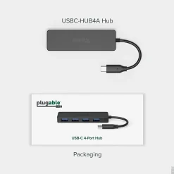 Plugable USB C to USB Adapter Hub, 4 Port USB 3.0 Hub, USB Splitter  - USBCHUB4A