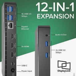 Plugable USB C Triple Display Docking Station with Laptop Charging, - UD3900PDZ