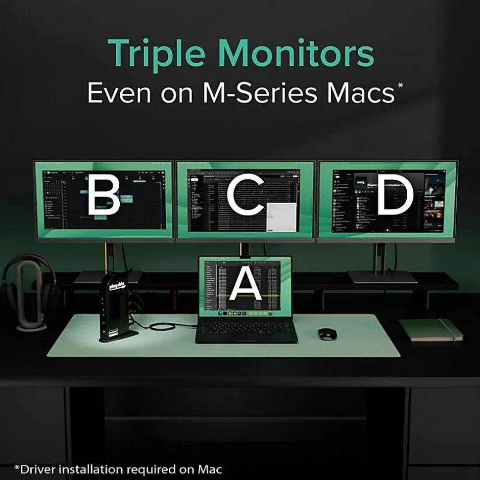 Plugable USB-C Triple Display Docking Station with Charging Support Power Delivery - UDULTCDL