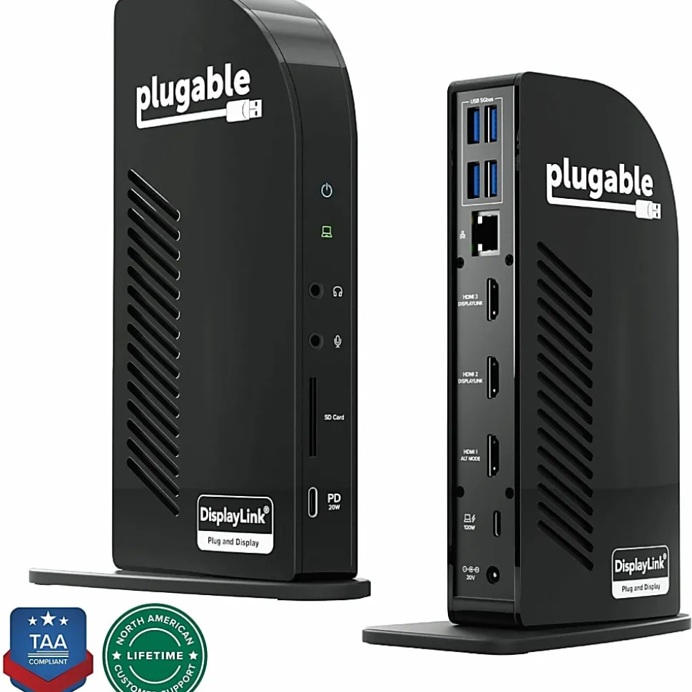 Plugable USB-C Triple Display Docking Station with Charging Support Power Delivery - UDULTCDL