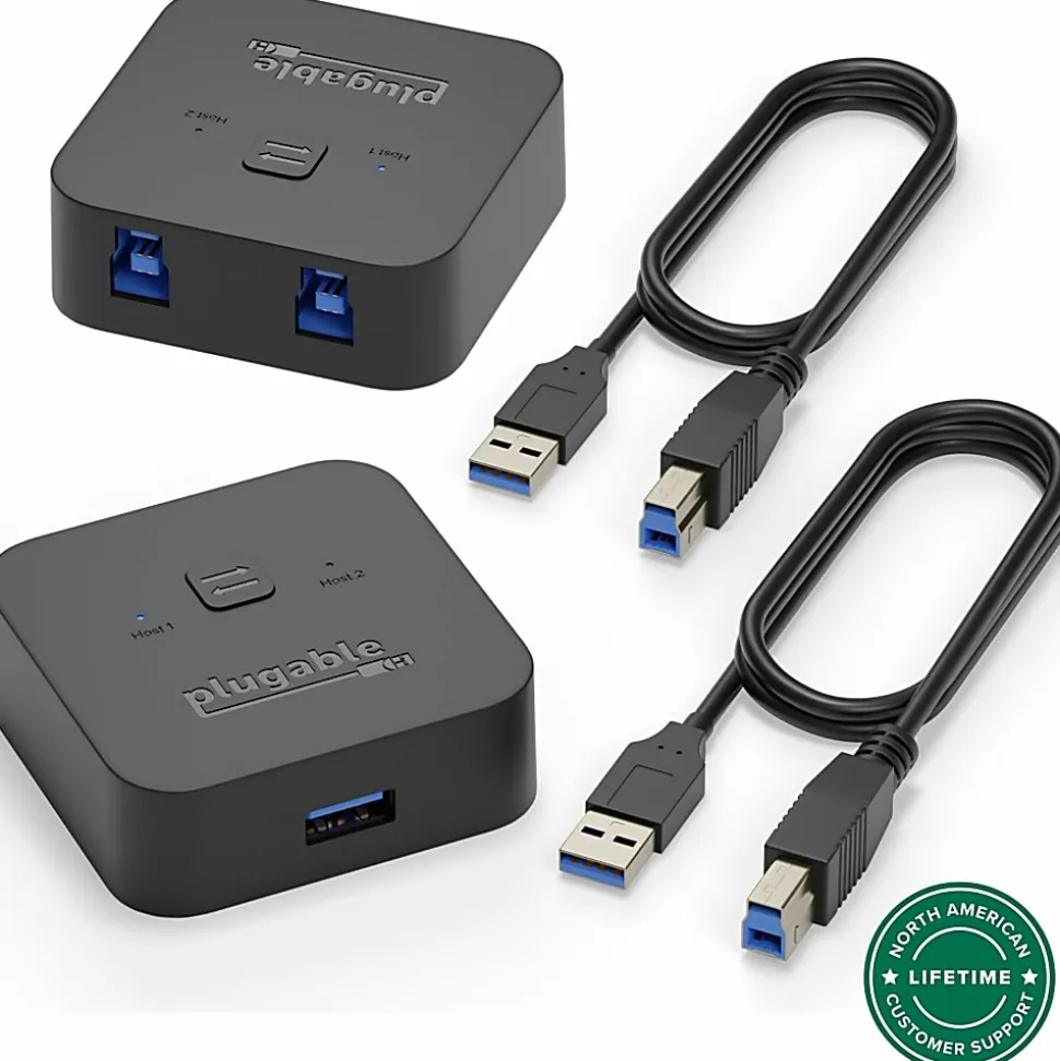 Plugable USB 3.0 Sharing Switch for One-Button Swapping of USB Device or Hub Between Two Computers - (AB Switch)
