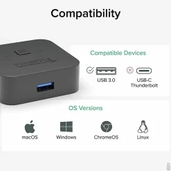 Plugable USB 3.0 Sharing Switch for One-Button Swapping of USB Device or Hub Between Two Computers - (AB Switch)