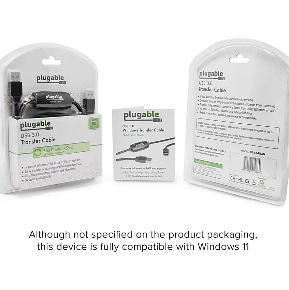 Plugable USB 3.0 Transfer Cable, Unlimited Use, Transfer Data Between 2 Windows PC's - - USB3TRAN