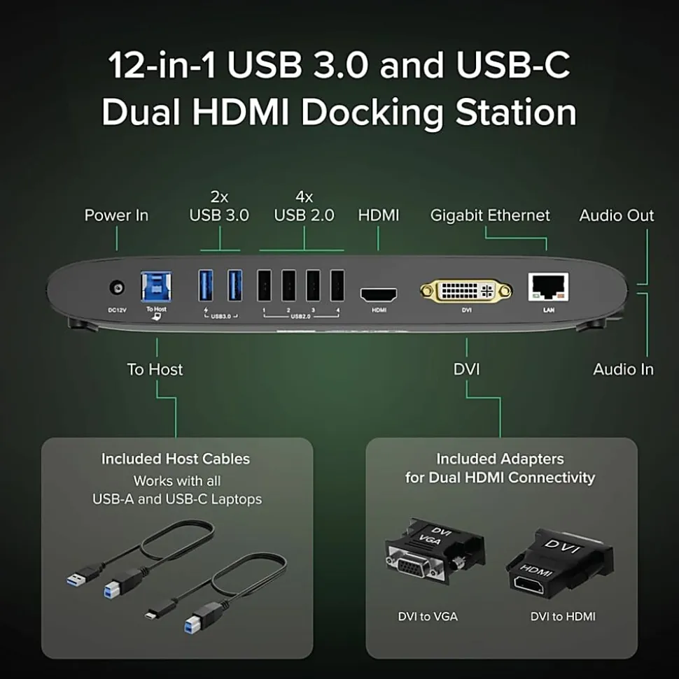 Plugable USB 3.0 Universal Laptop Docking Station - UD3900H