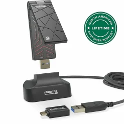 Plugable WiFi 6 USB WiFi Adapter for Desktop PC and Laptops, AX1800 USB 3.0 and USB C - Wireless Adapter with 2.4 GHz + 5GHz Dual Band Connection