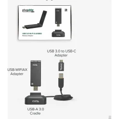 Plugable WiFi 6 USB WiFi Adapter for Desktop PC and Laptops, AX1800 USB 3.0 and USB C - Wireless Adapter with 2.4 GHz + 5GHz Dual Band Connection