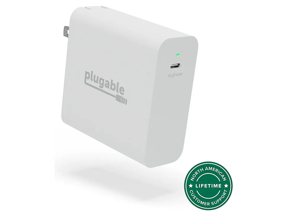 Plugable 140W USB C Charger, GaN Wall Charger for Laptop, PD 3.1 Power Adapter - PS-EPR-140C1