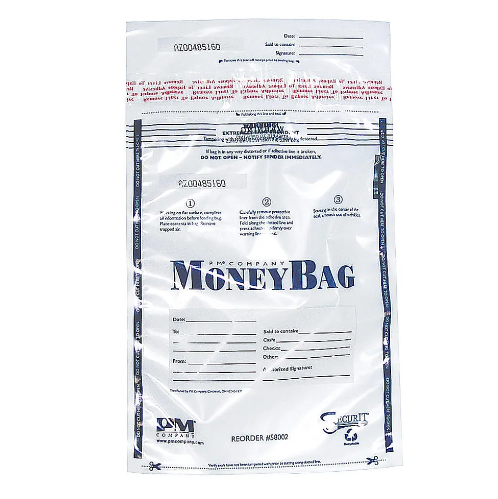 PM™ Company Clear Disposable Plastic Deposit Bags, 9" x 12", Pack Of 100