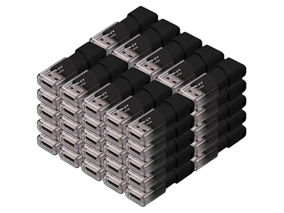 PNY Attache 3 USB Flash Drives,16GB,Black, Pack of 50 Flash Drives