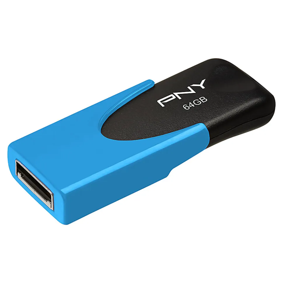 PNY Attaché 4 USB 2.0 Flash Drive, 64GB, Assorted Neon Colors