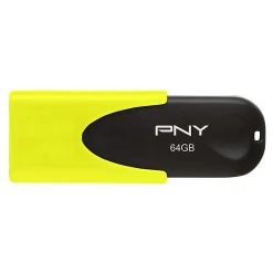 PNY Attaché 4 USB 2.0 Flash Drive, 64GB, Assorted Neon Colors