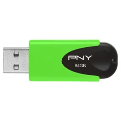 PNY Attaché 4 USB 2.0 Flash Drive, 64GB, Assorted Neon Colors