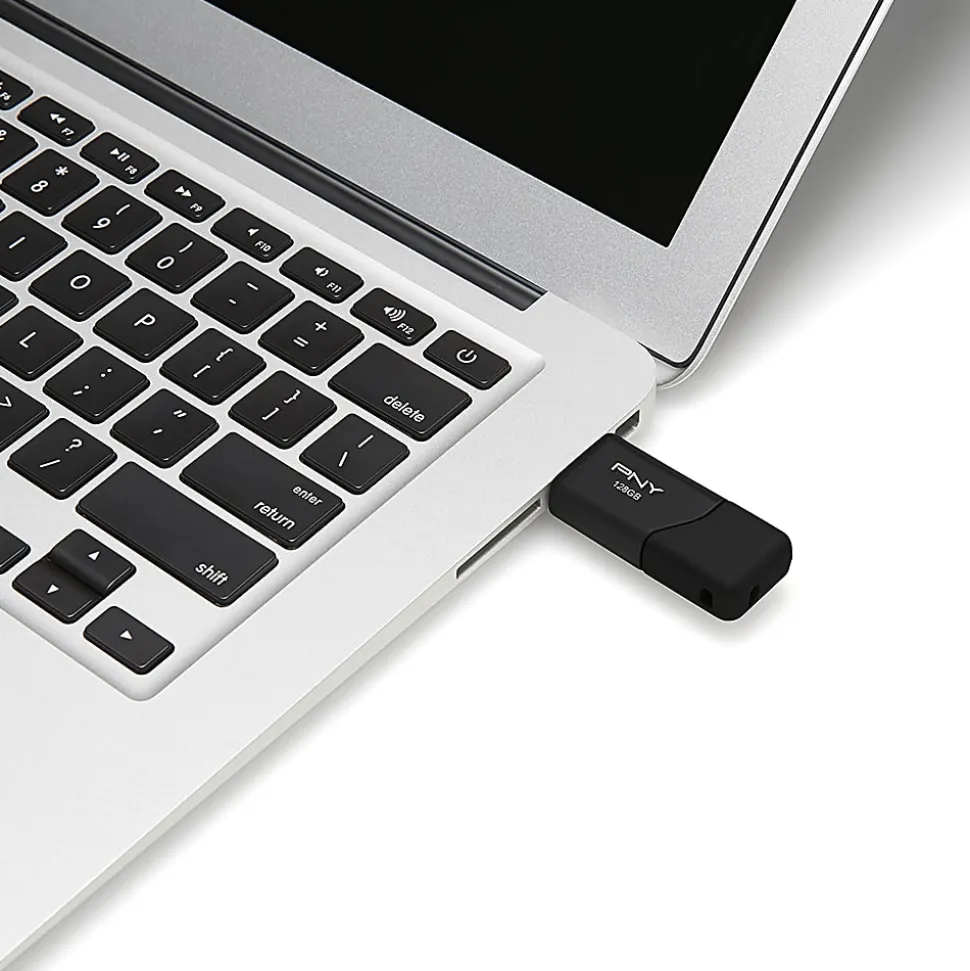 PNY Attaché 3 USB 2.0 Flash Drives, 128GB, Black, Pack Of 5 Drives