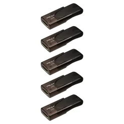 PNY Attaché 4 USB 2.0 Flash Drives, 32GB, Black, Pack Of 5 Drives